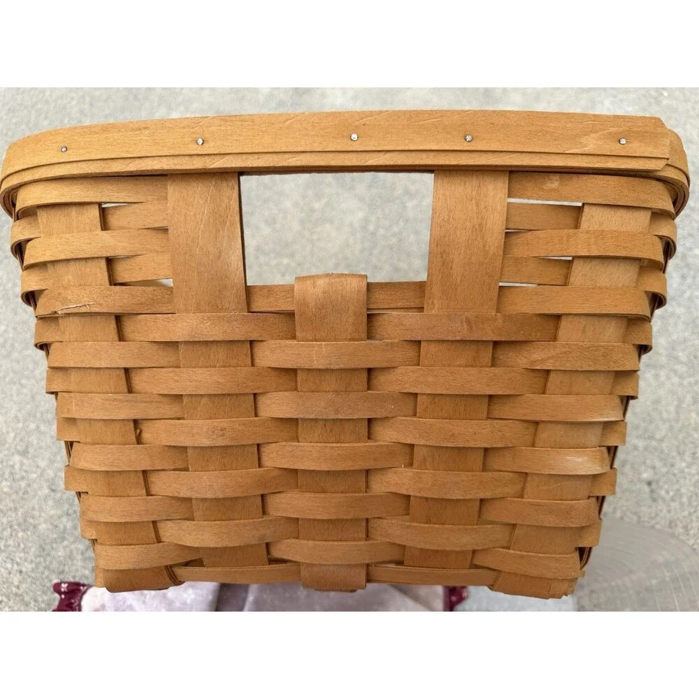 Longaberger 1996 Traditional Red Fabric Plastic Insert Laundry Basket VTG Large